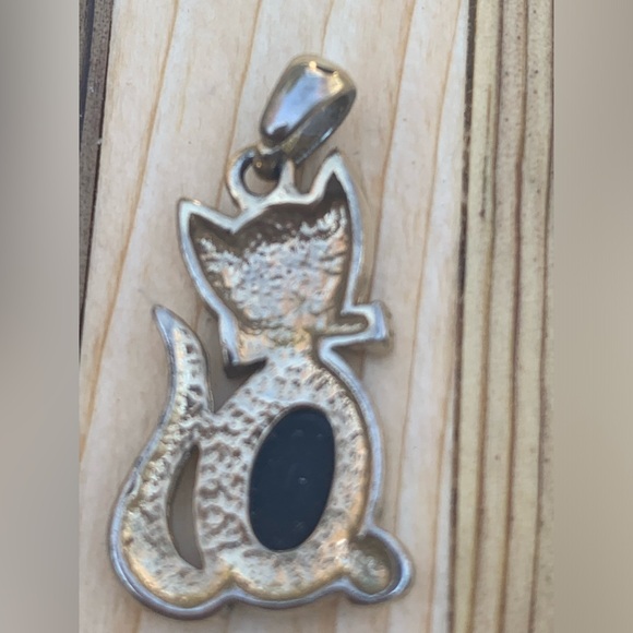 Vintage Cat Pendant with Rhinestones - Picture 2 of 3